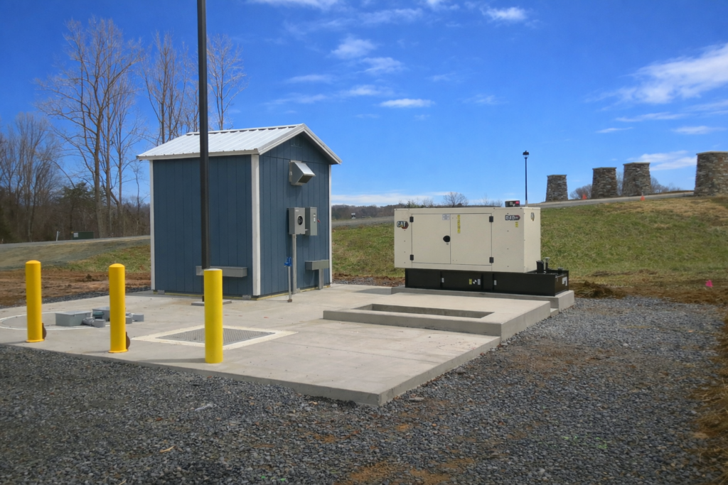 Modern wastewater pump station installation showing durable infrastructure components designed for long-term performance.
